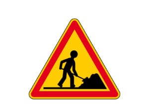 panneau attention travaux